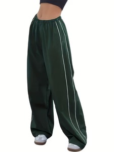 Casual Wide-Leg <b>Pants</b> with a Lazy Style And Side White Stripes Featuring an Elastic Waistband for a Loose And Fit - Product Image 5