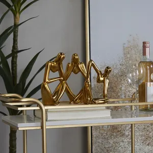 Sculpture métallique moderne faite à la main, élégante et luxueuse, pour la décoration de la maison, table console, étagère et présentoir pour salon - Product Image 5