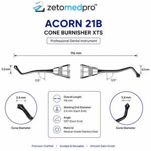 Pulidor dental cónico Acorn 21B de acero inoxidable para suavizar y dar forma a composite, instrumento OEM Zetomed Pro - Product Image 2