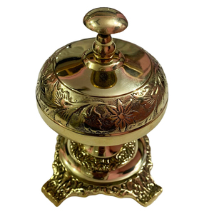 Campana de Mesa Decorativa de Latón Estilo Victoriano Hecha a Mano con Diseño Floral, Campana de Mostrador para Escritorio Ejecutivo, Regalos de Boda y Boutique - Product Image 4