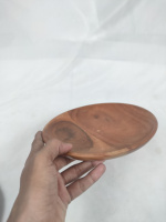 Ensemble de 3 assiettes de service de forme ovale en bois, modernes et durables, au design original pour la fête, faites à la main en Inde