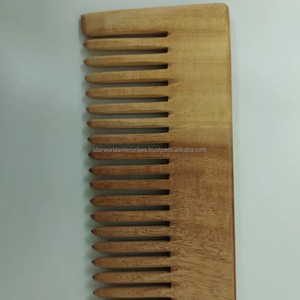 Peine de pelo de madera de Neem respetuoso con el medio ambiente para promoción de salón de casa y uso de viaje de proveedor indio a precio de exportación - Product Image 1