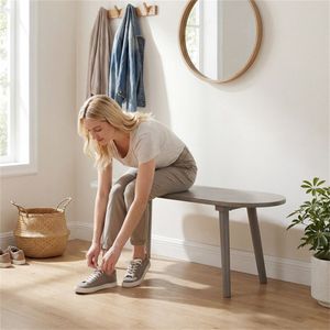 Panca in Legno Grigio da 43 Pollici in Stile Rustico, Impermeabile e Resistente ai Graffi, per Sala da Pranzo, Posti a Sedere per 2 Persone - Product Image 5