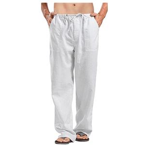 <b>Men</b> Cotton Linen Pants Male Casual <b>Elastic</b> Waist Fitness Pants Summer Solid Color Breathable Linen Pants & <b>Trousers</b> - Product Image 6