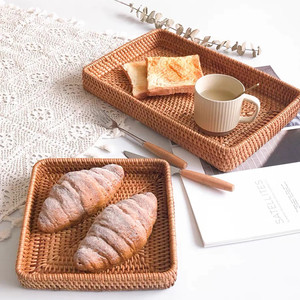 Bandeja de ratán tejida hecha a mano para decoración del hogar, conjunto de 3 bandejas rectangulares, respetuosas con el medio ambiente - Product Image 3