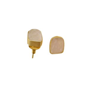 Pendientes de tuerca de cuarzo rosa de moda, chapados en oro de 18 quilates, con piedra de fantasía, lote a granel - Product Image 4