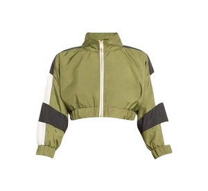 Women Cropped Windbreaker Jacket Wholesale Custom <b>Zipper</b> Slim Fit Women Outdoor Lightweight Nylon Jacket - Product Image 1