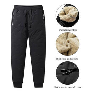 Pantalones de invierno para hombre con forro polar, pantalones deportivos cálidos de sherpa, pantalones térmicos activos para la nieve con bolsillos con cremallera, informales para estar en casa - Product Image 6