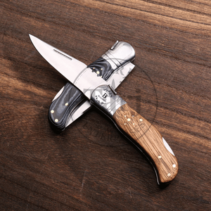 Handmade Industrial Grade Folding Pocket Knife Stainless Steel Blade <b>Drop</b> Point Wood Handle EDC Utility Survival Outdoor TARJ - Product Image 1