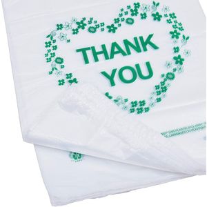 Sacchetti di Plastica Bianchi con Manici e Design 'Thank You' 12 X 20 Dimensioni Standard per Supermercato 50 Pezzi Sacchetti per la Spesa - Product Image 3