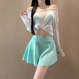 Quick Dry Knitted Push-Up Bra High Waist One Shoulder Women's <b>Sexy</b> <b>Bikini</b> Two-Piece Swimwear <b>Set</b> Spandex/Polyester Beach Wear - Product Image 4