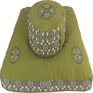 Ensemble de coussins de méditation imprimés en coton : Coussin de soutien en forme de croissant et tapis Zabuton pour le yoga et la méditation au sol - Product Image 2