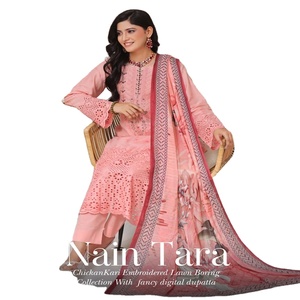 Vestido de tres piezas Saari indio y pakistaní con bordado pesado Salwar Kameez para adultos-Eid Sale - Product Image 2