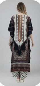 Robe longue kaftan pour femme en soie polyéthylène à plumes, coupe ample, élégante et fluide, idéale pour l'été, l'hiver, le printemps et l'automne - Product Image 3