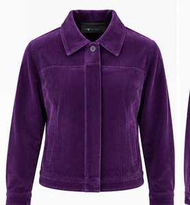 Veste pour femme de couleur violette, col rabattu, fermeture à boutons, manches longues - Product Image 1