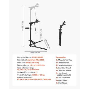 Support de réparation de vélo robuste de 85 lb, hauteur réglable de 40,7 à 64,1 cm avec plateau à outils magnétique, support de travail pliable pour vélo - Product Image 4
