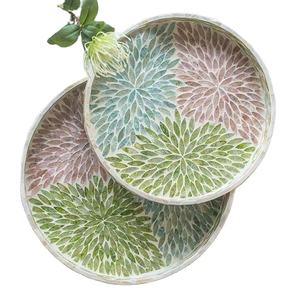 Meilleur choix pour un plateau de service écologique Conceptions personnalisées Plateau rond en nacre Plateau pour le ramadan Plaques pour le chargeur Décor varié OEM - Product Image 1