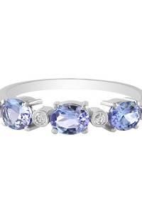 Anillo de Diamantes y Tanzanita en Plata de Ley 92.5 KLSR-11068 - Product Image 3