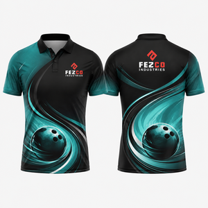 OEM Printed Custom Bowling Jerseys <b>Collar</b> Zipper Breathable Eco-Friendly Sublimation <b>Shirts</b> Four-Way Stretch Quick Dry Team - Product Image 4