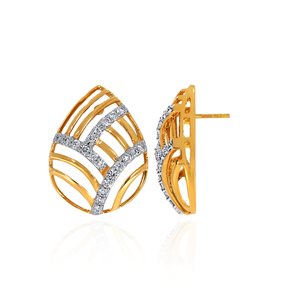 Pendientes de Diamantes de Oro Amarillo de Lujo Radiant Curve, Corte Brillante Redondo, para Mujer, Chapados en Oro de 18K, Color G, Diamantes Cultivados en Laboratorio - Product Image 3