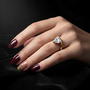 Moissanite 3CT Heart Cut Unique Bypass <b>Solitaire</b> <b>Ring</b> For Women's Gold Plated original 925 <b>Silver</b> Wedding Promise Gift For Lover - Product Image 5