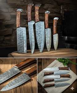 Cuchillo de Chef Hecho a Mano de Acero 440C con Mango de Madera de Palisandro, Hoja de 7 Pulgadas, Cuchillo de Cocina Profesional con Filo Afilado, Herramienta de Corte Duradera - Product Image 4