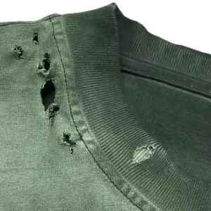 T-shirt décontracté pour homme, vert uni, manches courtes, respirant, tricoté, teinture unie, pour l'été - Product Image 4