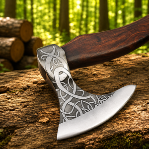 Hacha Vikinga de Acero al Carbono de Alta Calidad con Mango de Madera Forjado a Mano para Campismo al Aire Libre con Envío Gratuito - Product Image 3