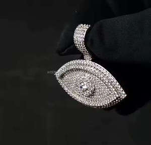 Colgante de plata 925 con moissanita, corte brillante redondo, estilo Iced Out, unisex, joyería hip hop para fiesta - Product Image 2