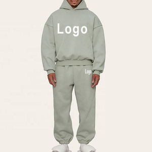WARPRO INDUSTRY <b>Men's</b> Custom Logo Windproof Heavyweight 100% Cotton Hooded 2 1 <b>Pullover</b> Tracksuit Autumn Black Orange Full - Product Image 1