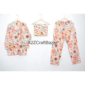 Women's Elegant Luxury Smooth 100% Cotton Loungewear <b>Pyjama</b> Set Elastic Waist Printed Long Sleeves Plus Size <b>Summer</b> Winter Wear - Product Image 4