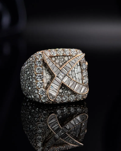 Iced Out Baguette Cut <b>Ring</b> Hip Hop Diamond Pink Gold Statement Jewelry Luxury Bling CZ Band <b>for</b> <b>Men</b> Women - Product Image 1