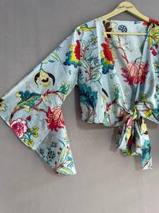 Top Informal de Verano para Mujer, Estilo Bohemio, Hecho a Mano, con Estampado Floral Tie Dye, de Algodón Indio, Ecológico, para la Playa - Product Image 5