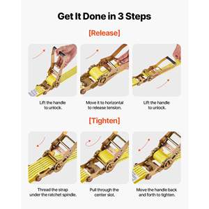 Sangles à cliquet robustes, lot de 6, 2 x 15 pieds, attaches de fixation, double crochet en J, résistance à la rupture de 5000 livres, pour toit de voiture, kayaks, déménagement, bagages - Product Image 6