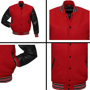 Customized New Arrival 2025 Wholesale <b>Men</b> Custom Cotton Fleece Baseball Jacket Blank No Hooded Lettermen Varsity Jacket - Product Image 5