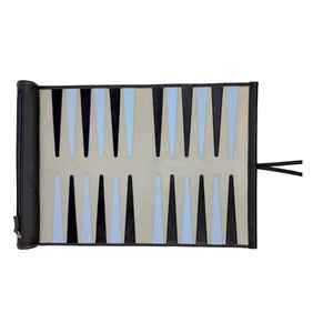 Jeu de backgammon de voyage de luxe en cuir enroulable avec dés et jetons, jeu de backgammon de voyage en daim premium pour adultes - Product Image 4