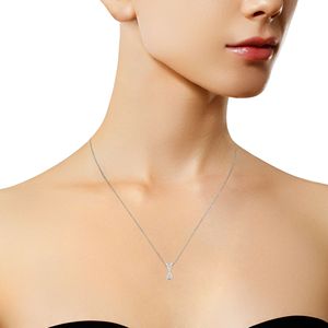 Collana con Pendente a Goccia in Oro Bianco 10K con Moissanite da 1/5 Carati, Purezza SI1-SI2 e Colore H-I - Product Image 3