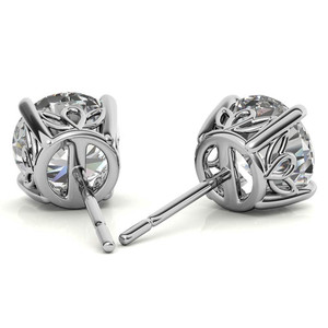 Boucles d'oreilles en or 14 carats avec diamants de laboratoire de luxe, sertissage à griffes, diamant taille ronde, design vintage en spirale, bijoux pour femmes - Product Image 2