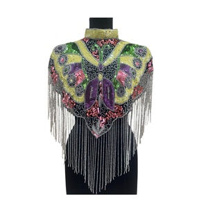 2026 Cape à franges de sequins perlés vintage faite à la main, châle d'épaule de style affirmé aux meilleurs prix d'Inde - Product Image 1