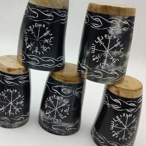 แก้วมักทำจากแก้วฮอร์นวัวสีดำทำมือแบบคลาสสิกอุปกรณ์ดื่มไวน์เบียร์อินเดีย - Product Image 4