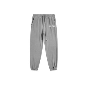 Custom Streetwear Joggers Manufacturer Heavy Cotton Sweatpants Distressed Wash Rhinestone Embroidery Factory Direct Supplier - Product Image 4