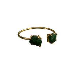 Brazaletes/Kadde de Jade Verde Crudo con Doble Puño para Mujer, Regalo Étnico - Product Image 1