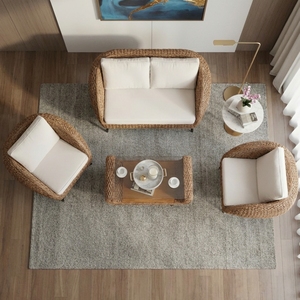Luxury Modern Handwoven Rattan <b>Dining</b> <b>Armchair</b> Natural Outdoor Indoor Soft Cushion Premium Eco-Friendly UV-Resistant Living Room - Product Image 3