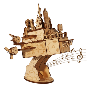 Puzzle 3D in Legno Fai-da-Te, Kit Modello Castello con Carillon a Manovella, Castello in Movimento, Regalo di Compleanno per Donne - Product Image 1