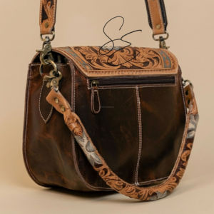 Bolso de Cuero Floral Repujado Artesanal Estilo Western de Gran Venta, Bolso Cruzado Vaquero con Asa Repujada, Bolsos de Cuero Personalizados - Product Image 5