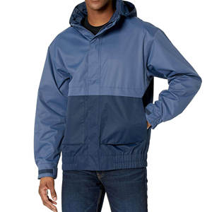 Hooded Color Blocking Windbreaker Jacket Men Waterproof Polyester Casual Outdoor Puffer Coat with Zipper Closure Regular Fit - Product Image 4