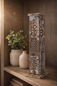 Wooden <b>Incense</b> Stick & <b>Cone</b> Burner Holder Tower Large Organic Eco Friendly Ash Catcher Agarbatti Holder Rustic Style Hand Carved - Product Image 3