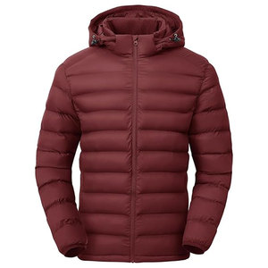 Hot Selling Unisex Vintage <b>Denim</b> Puffer <b>Jacket</b> Detachable Hood Breathable Water Resistant Lightweight Quilted Pockets Front - Product Image 1