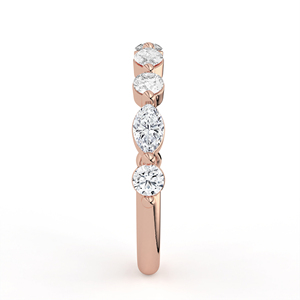 Elegant Alternating Round And Marquise Diamond Band Shared Prong White Gold Stackable Promise <b>Ring</b> Jewelry - Product Image 5