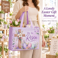 Sacs fourre-tout réutilisables en tissu non tissé écologique avec imprimé lapin, poussin et fleurs de printemps lavande aquarelle, logo personnalisé